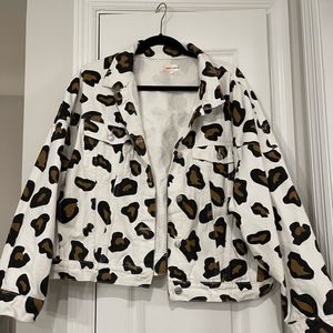 Sunset & Spring Leopard Denim Jacket Size Large